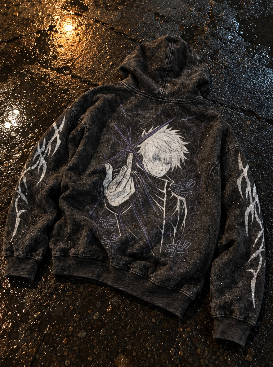 Gojo Infinite Void – Hoodie – flat-lay | Jujutsu Kaisen