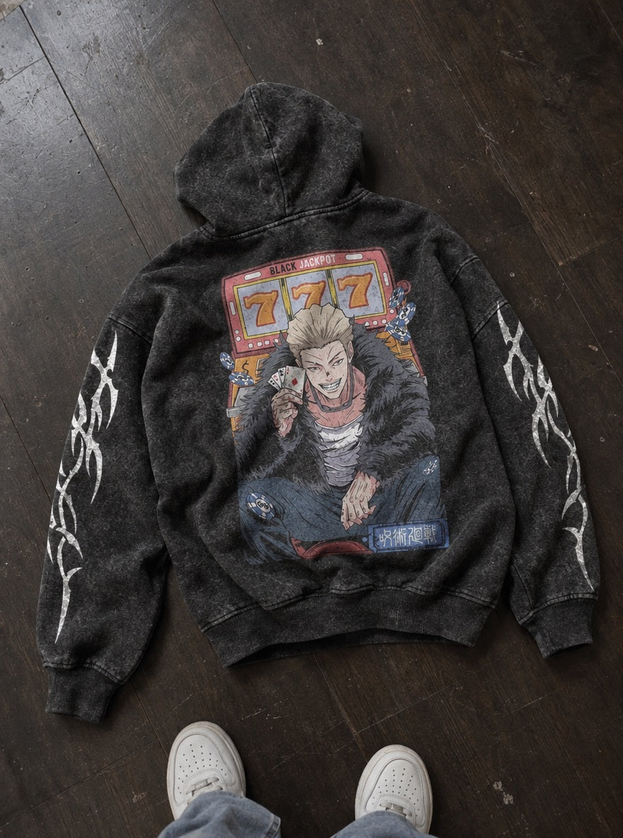 Hakari High Roller – Hoodie – flat-lay | Jujutsu Kaisen