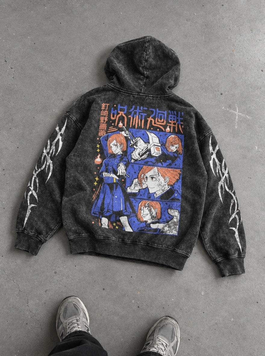 Nobara Hammer – Hoodie – flat-lay | Jujutsu Kaisen