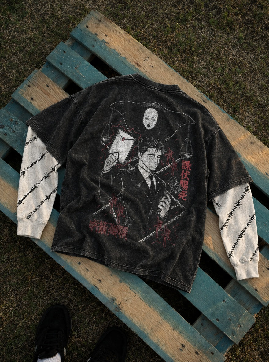 Higuruma Verdict – Double Sleeves – flat-lay | Jujutsu Kaisen