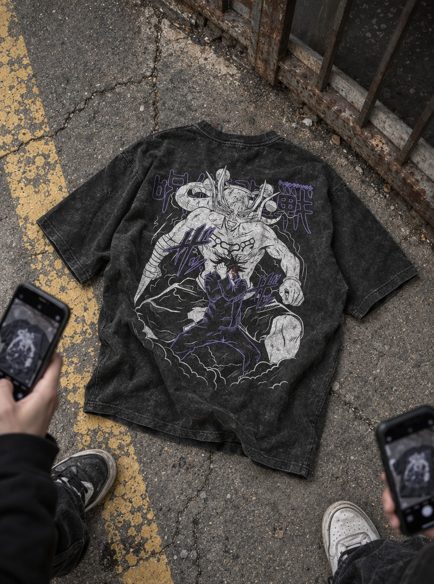 Megumi & Mahoraga – T-Shirt – flat-lay | Jujutsu Kaisen