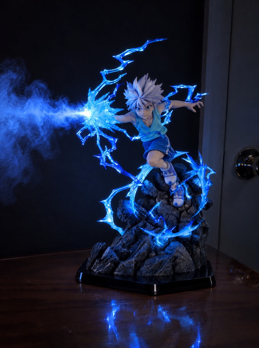Killua Lightning Mist Diffuser Figure – lit with mist in a room at night | Hunter x Hunter