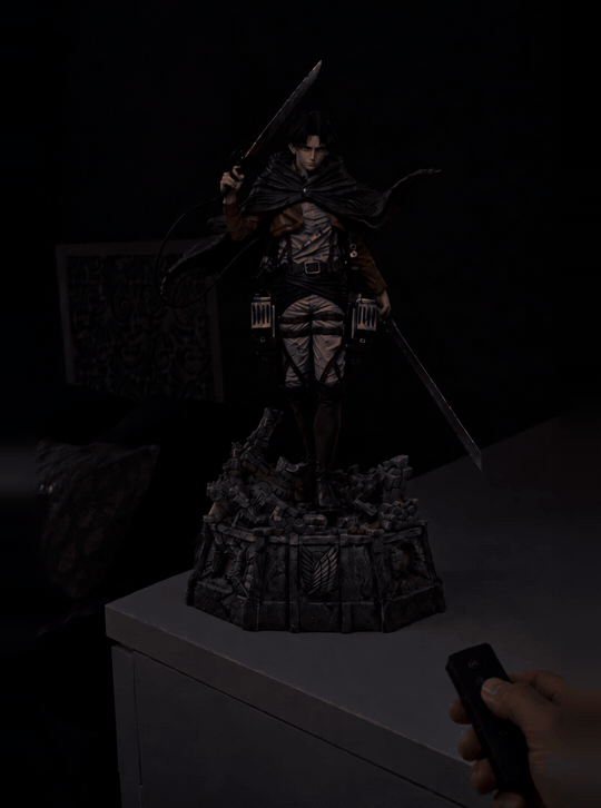 Levi Ackerman Mist Diffuser Figure – switching on with the remote, light and mist (animated) | Attack on Titan