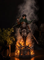 Levi Ackerman Mist Diffuser Figure – lit with mist in a room at night | Attack on Titan