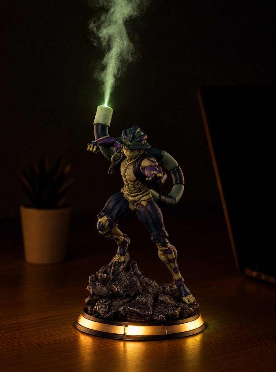 Meruem Mist Diffuser Figure – lit with mist in a room at night | Hunter x Hunter