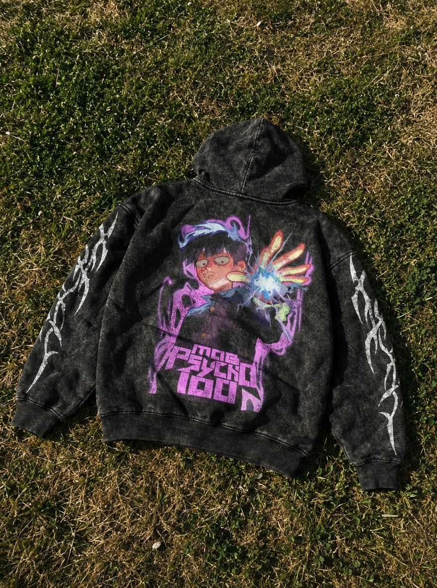 Mob Psychic Blast – Hoodie – flat-lay | Mob Psycho 100