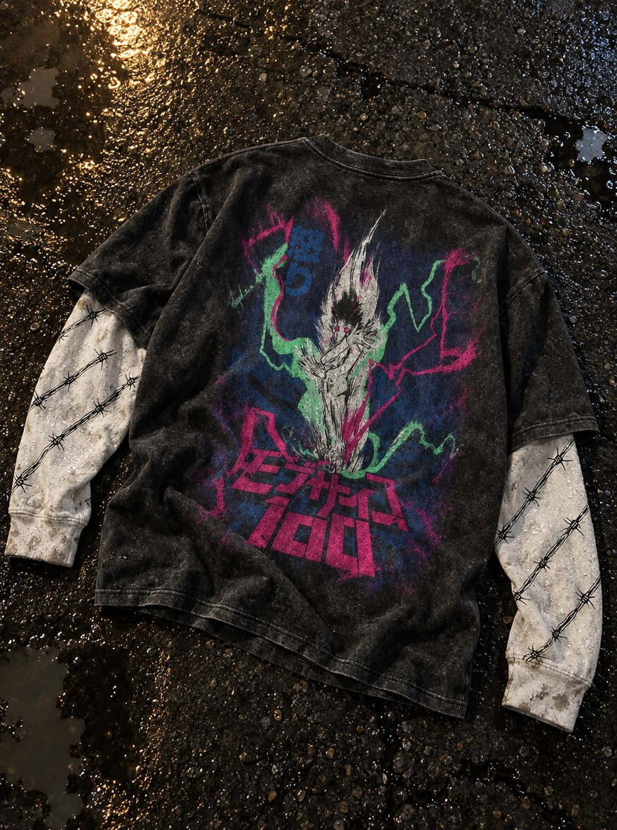 Mob Fury – Double Sleeves – flat-lay | Mob Psycho 100