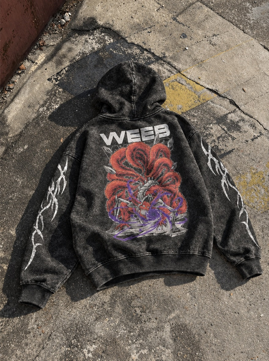 Kurama Unleashed – Hoodie – flat-lay | Naruto