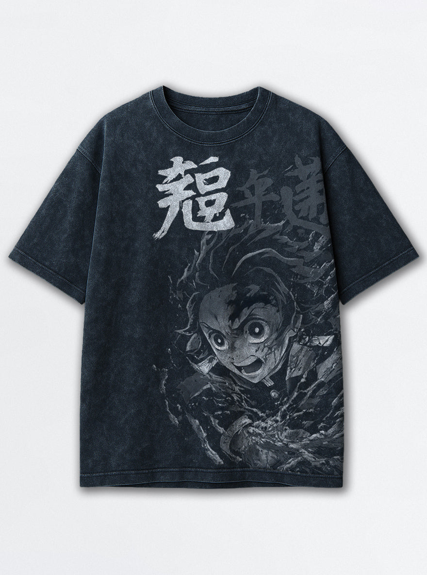 Tanjiro Blaze – Navy Blue T-Shirt – mockup | Demon Slayer