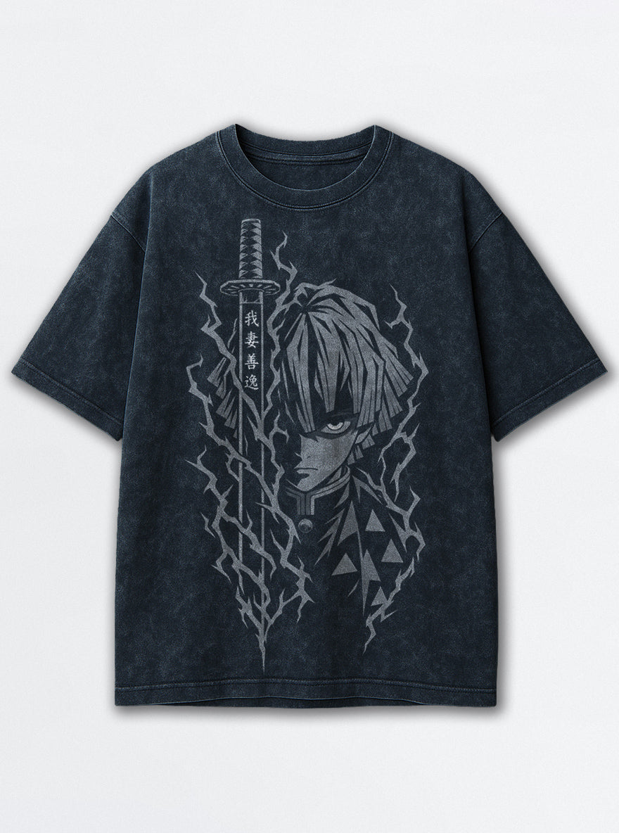 Zenitsu Blade – Navy Blue T-Shirt – mockup | Demon Slayer