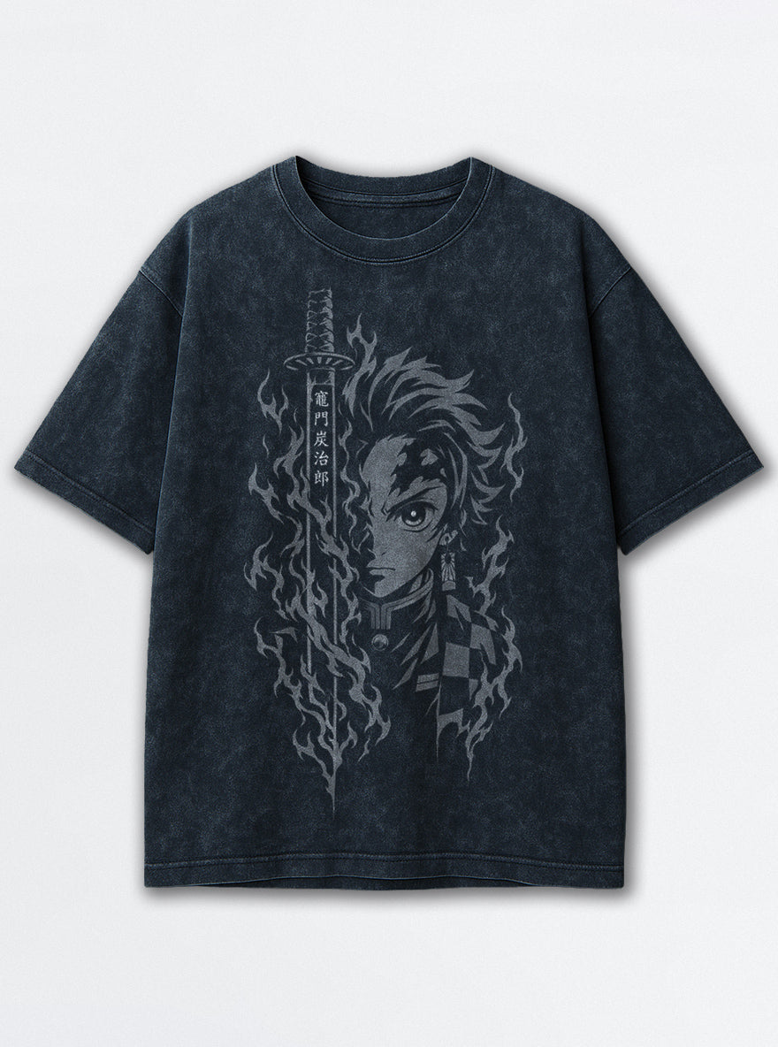 Tanjiro Blade – Navy Blue T-Shirt – mockup | Demon Slayer