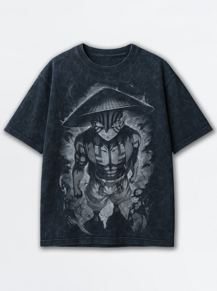 Akaza Hat – Navy Blue T-Shirt – mockup | Demon Slayer