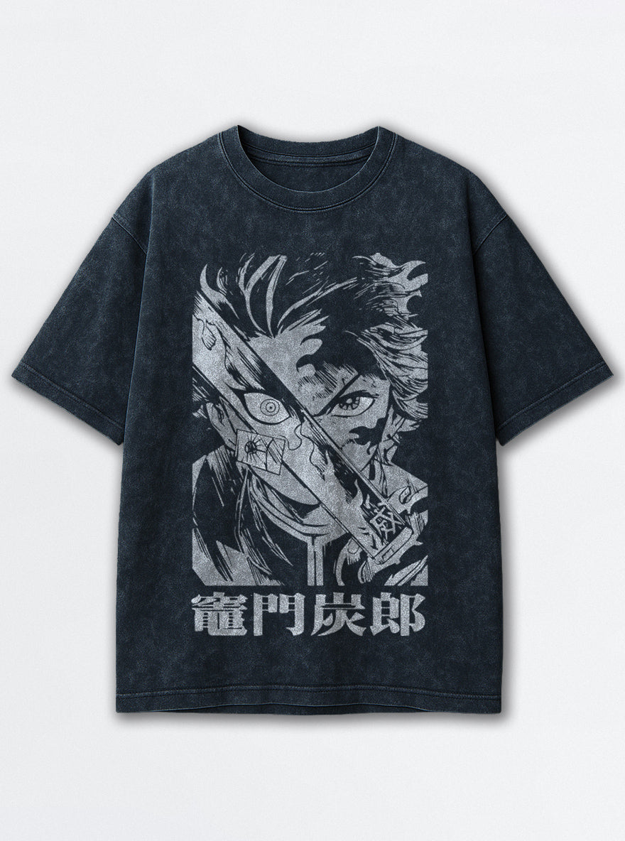 Tanjiro Red – Navy Blue T-Shirt – mockup | Demon Slayer