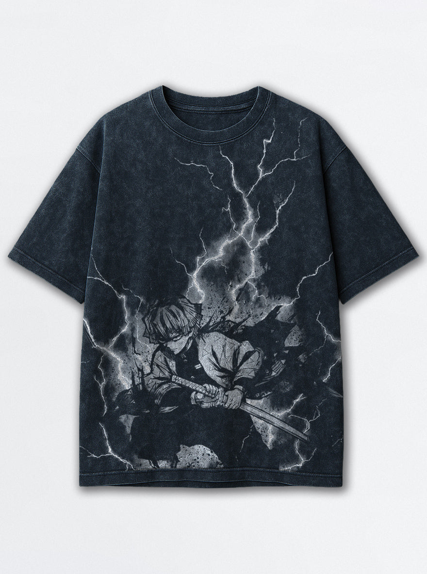 Zenitsu Thunderclap – Navy Blue T-Shirt – mockup | Demon Slayer