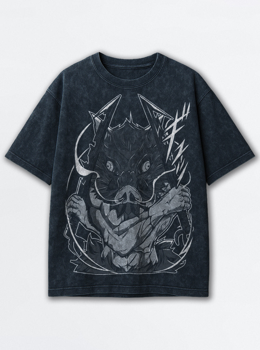 Boar Head – Navy Blue T-Shirt – mockup | Demon Slayer