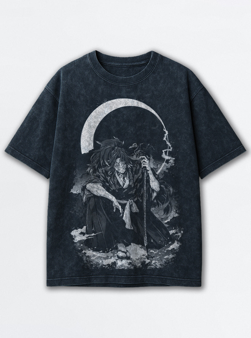 Moonlit Blade – Navy Blue T-Shirt – mockup | Demon Slayer