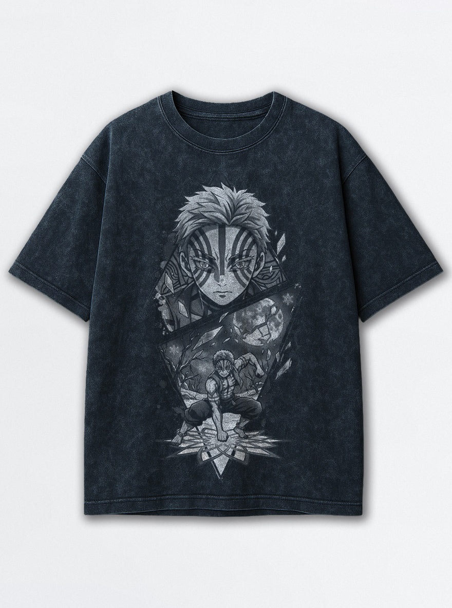 Akaza Crimson – Navy Blue T-Shirt – mockup | Demon Slayer