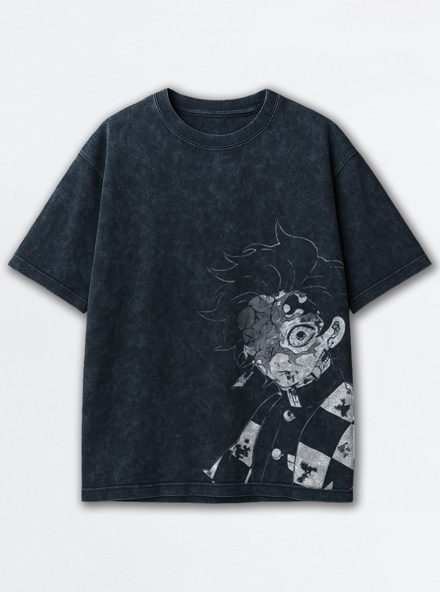 Demon Tanjiro – Navy Blue T-Shirt – mockup | Demon Slayer