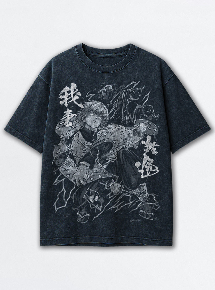 Zenitsu Lightning – Navy Blue T-Shirt – mockup | Demon Slayer