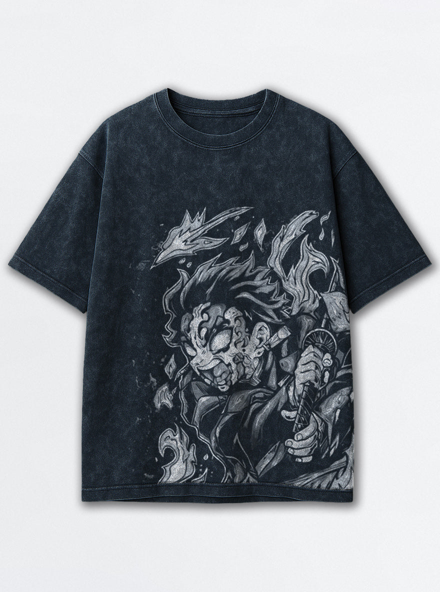 Tanjiro Inferno – Navy Blue T-Shirt – mockup | Demon Slayer