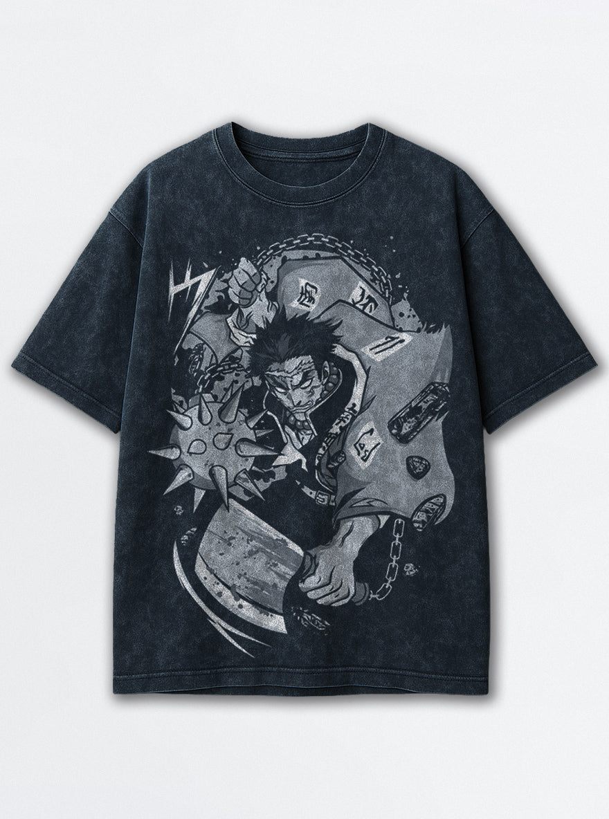 Gyomei Flail – Navy Blue T-Shirt – mockup | Demon Slayer