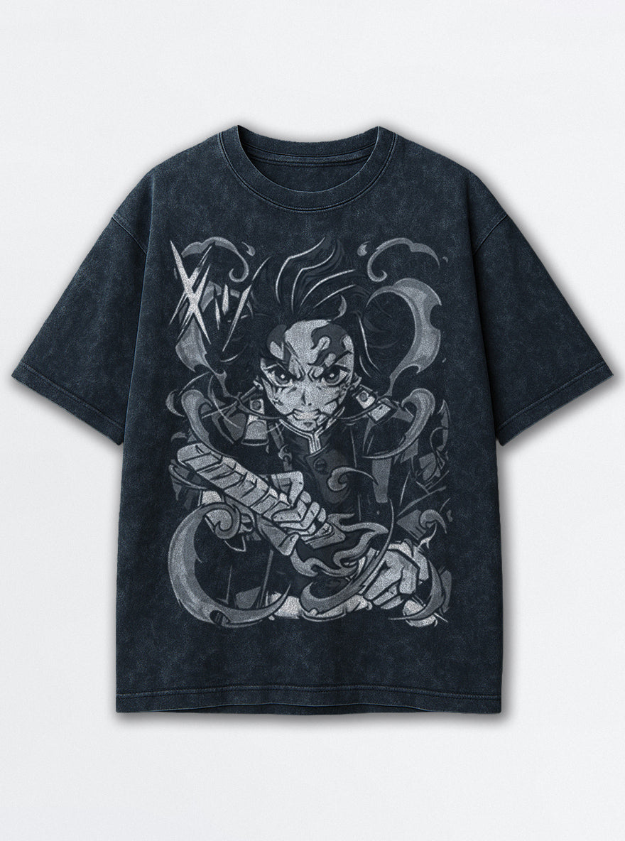 Tanjiro Duo – Navy Blue T-Shirt – mockup | Demon Slayer
