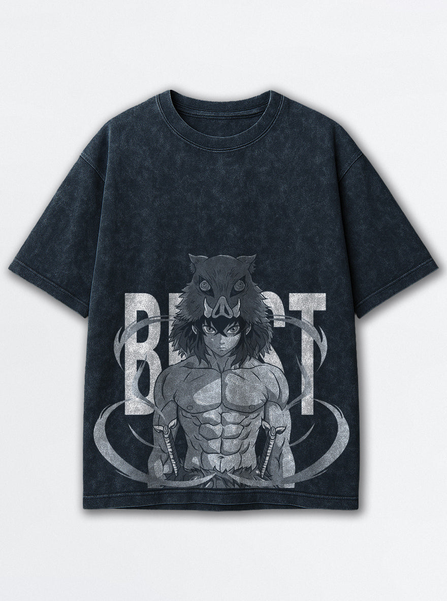 Feral Mask – Navy Blue T-Shirt – mockup | Demon Slayer