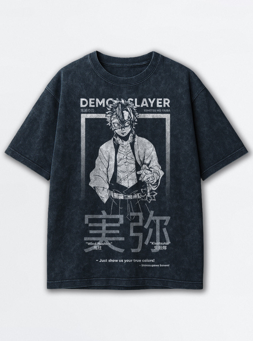 Sanemi Frame – Navy Blue T-Shirt – mockup | Demon Slayer