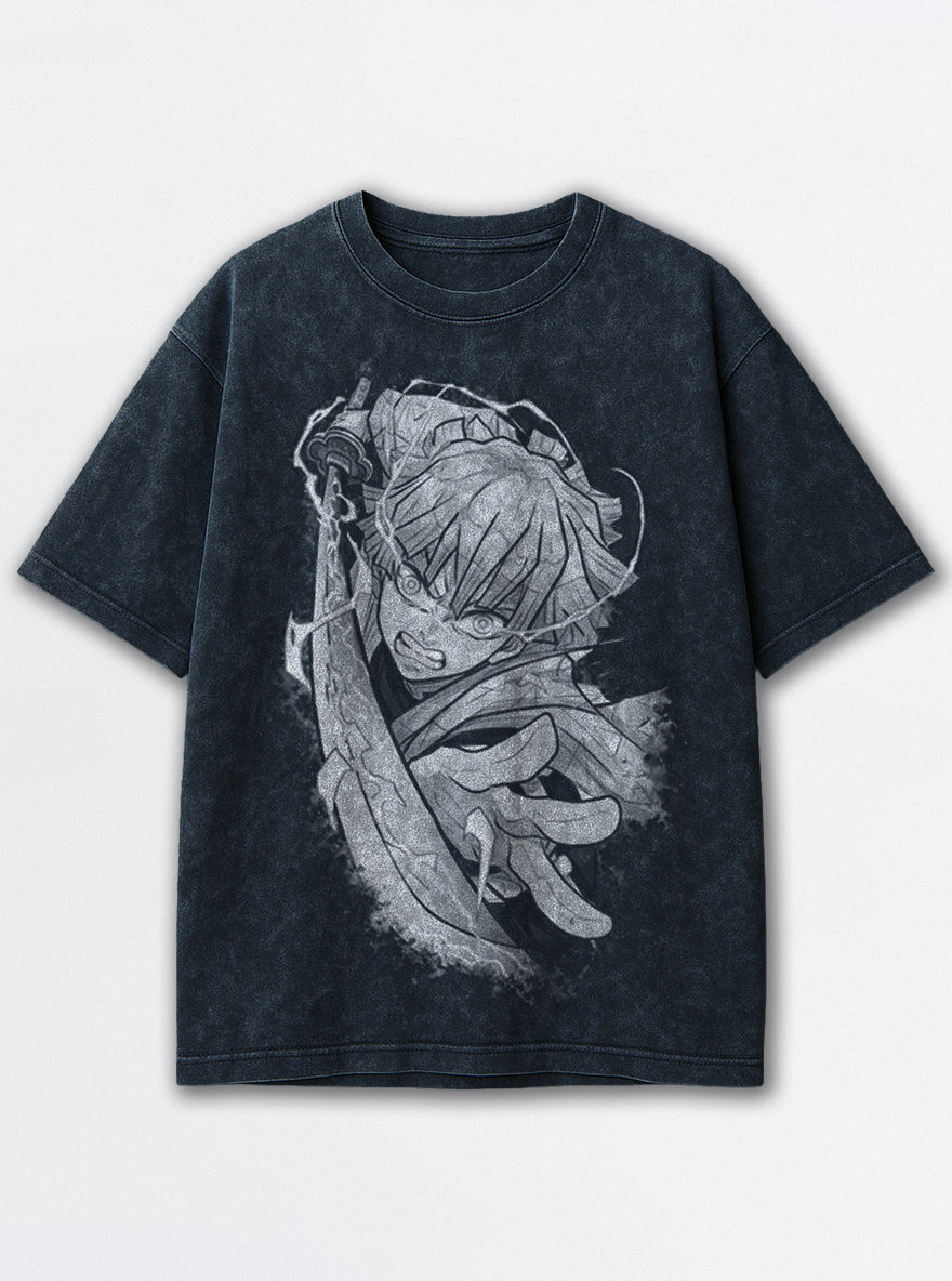 Zenitsu Godspeed – Navy Blue T-Shirt – mockup | Demon Slayer