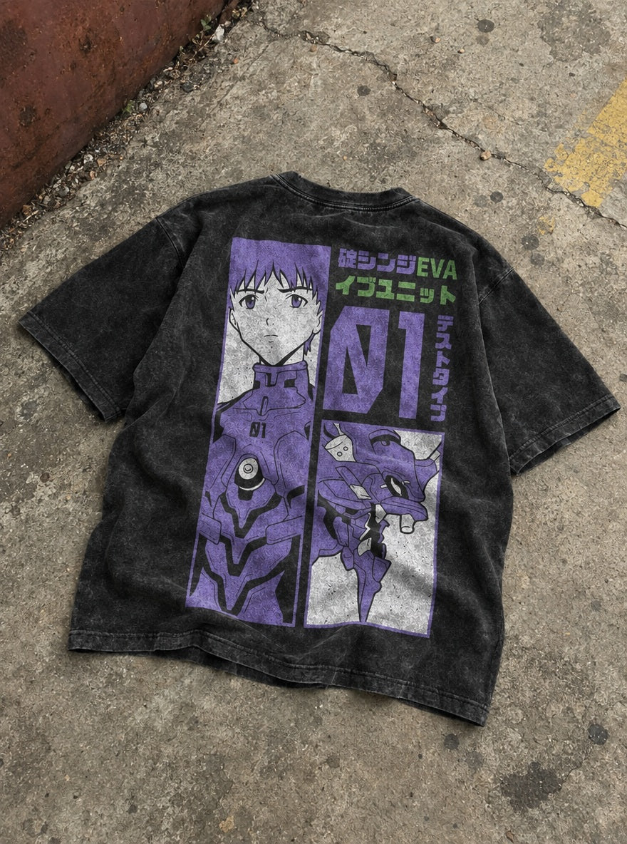 Shinji Pilot Panel – T-Shirt – flat-lay | Neon Genesis Evangelion