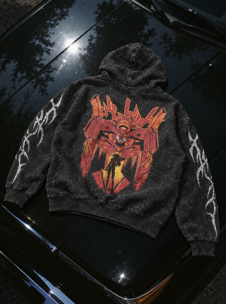 Asuka & Unit-02 – Hoodie – flat-lay | Neon Genesis Evangelion