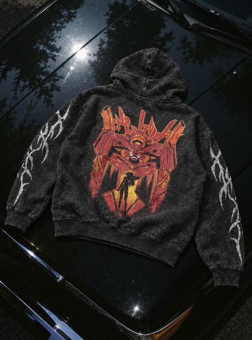 Asuka & Unit-02 – Hoodie – flat-lay | Neon Genesis Evangelion