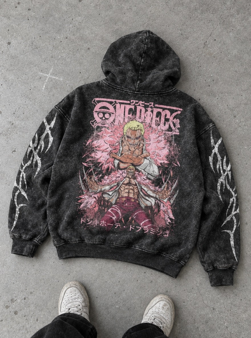 Donquixote Doflamingo – Hoodie – flat-lay | One Piece