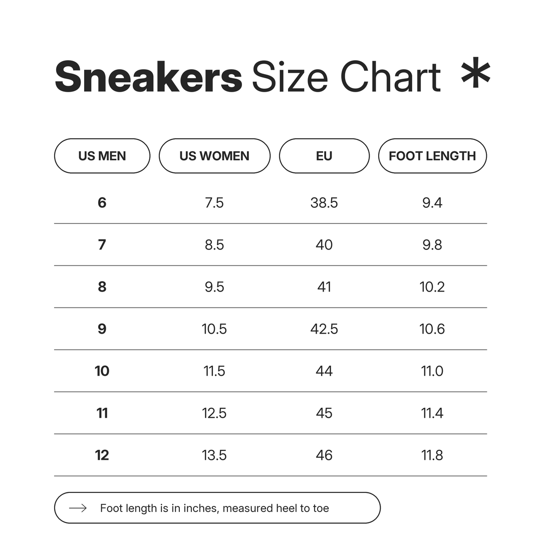 Sneakers size chart