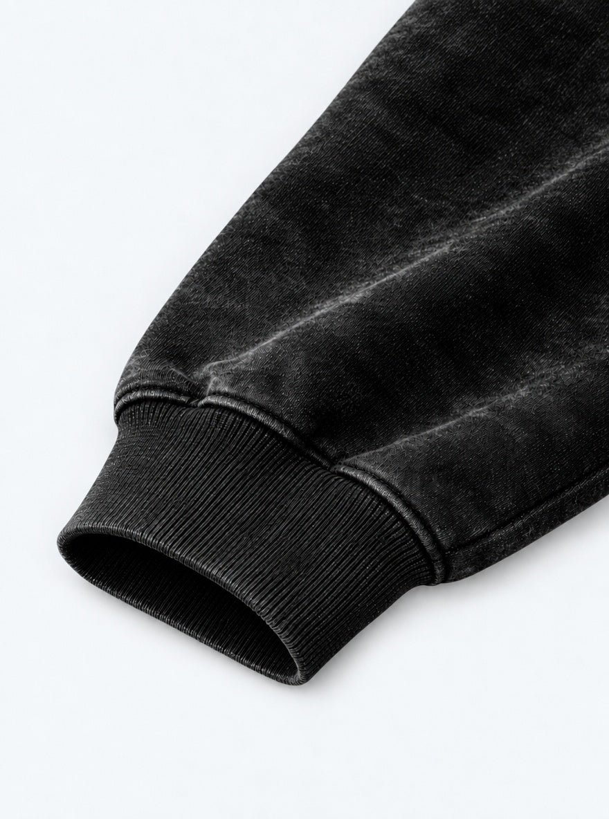 Volleyball Logo – Black & Grey Hoodie – cuff close-up | Haikyuu