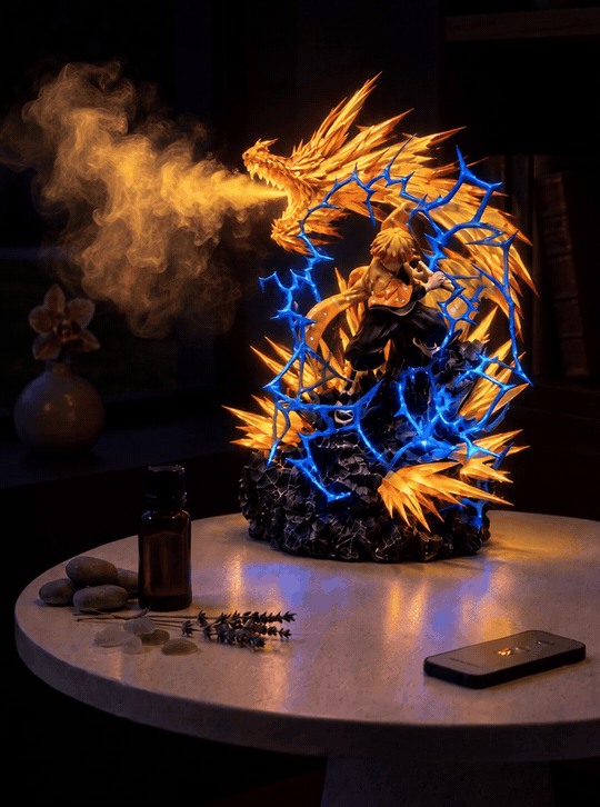 Zenitsu Thunder Dragon Mist Diffuser Figure – mist in a dark room (animated) | Demon Slayer