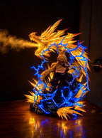 Zenitsu Thunder Dragon Mist Diffuser Figure – lit with mist in a room at night | Demon Slayer