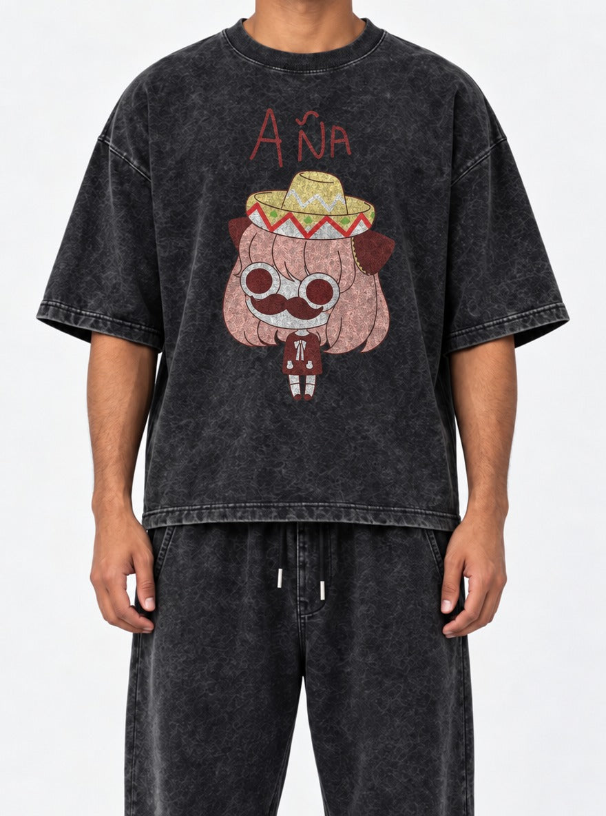 A A – Black Acid Wash Tee – model shot | Meme Tees