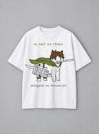 A Cat on Titan – White Tee – mockup | Meme Tees