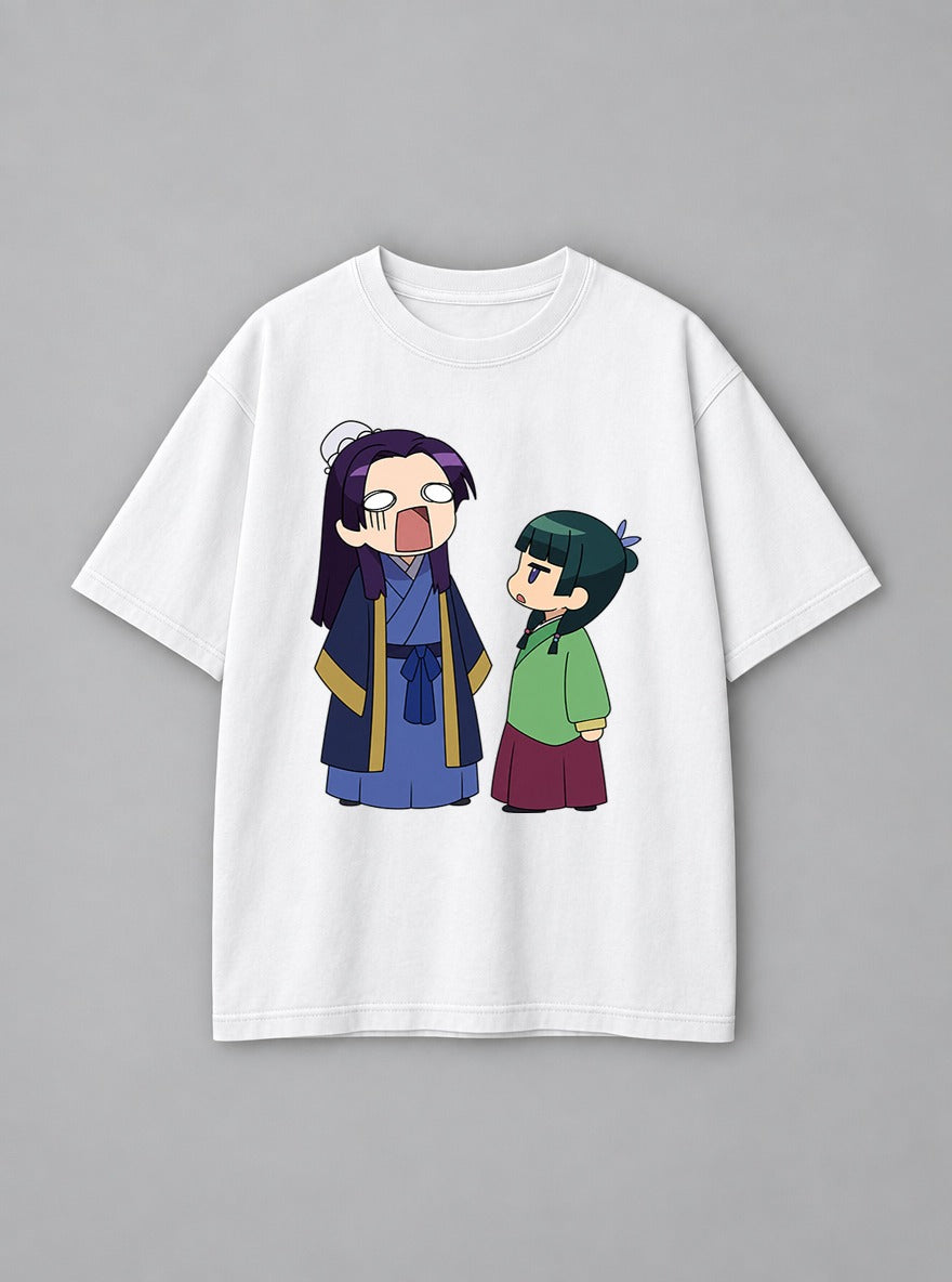 Chibi Jinshi & Maomao – White Tee – mockup | Apothecary Diaries