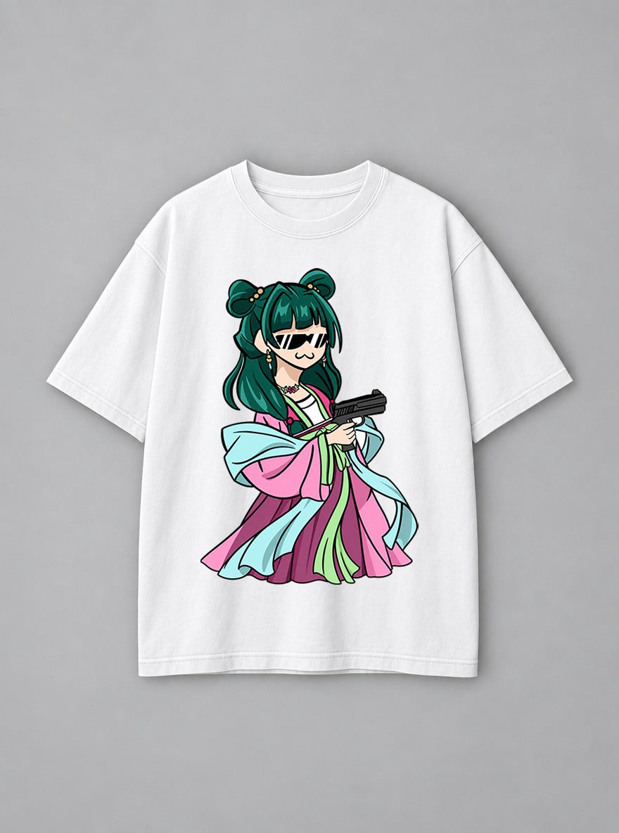 Deal With It Maomao – White Tee – mockup | Apothecary Diaries