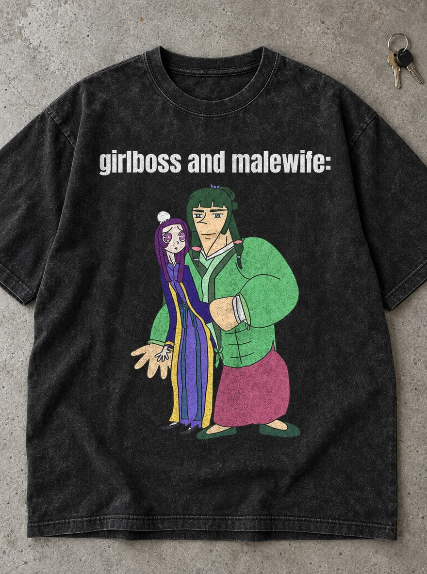 Girlboss and Malewife – Black Acid Wash Tee – flat-lay | Apothecary Diaries
