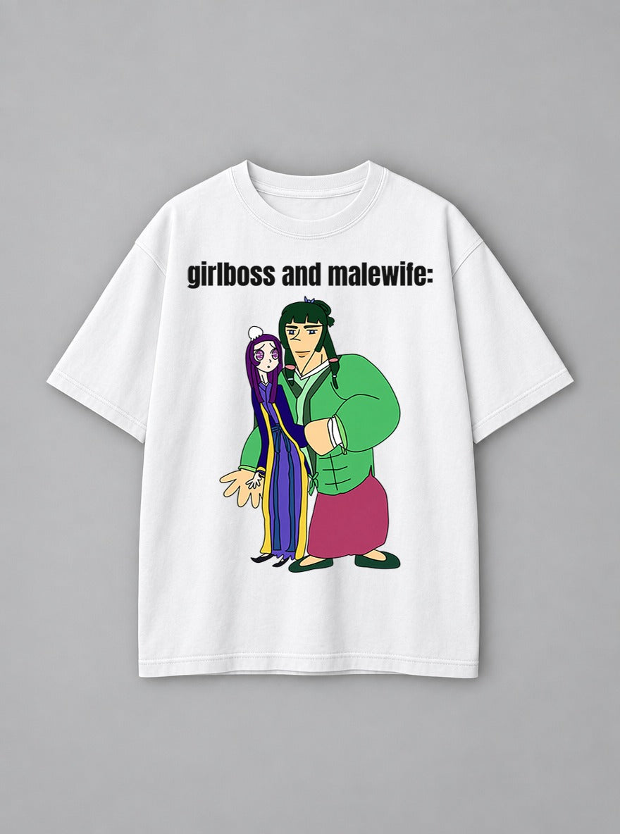 Girlboss and Malewife – White Tee – mockup | Apothecary Diaries
