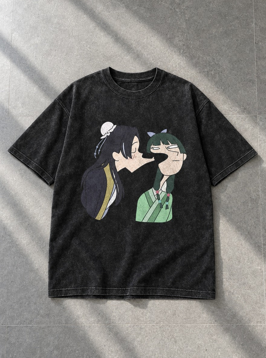 Kiss Rejected – Black Acid Wash Tee – flat-lay | Apothecary Diaries
