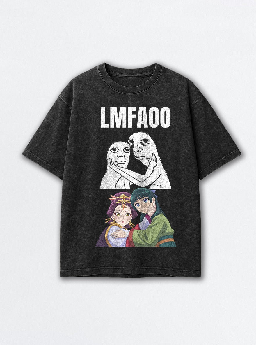 LMFAOO – Black Acid Wash Tee – mockup | Apothecary Diaries