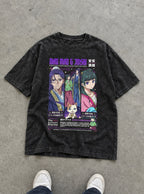 Maomao & Jinshi Poster – Black Acid Wash Tee – flat-lay | Apothecary Diaries