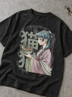 Maomao Herbs Poster – Black Acid Wash Tee – flat-lay | Apothecary Diaries