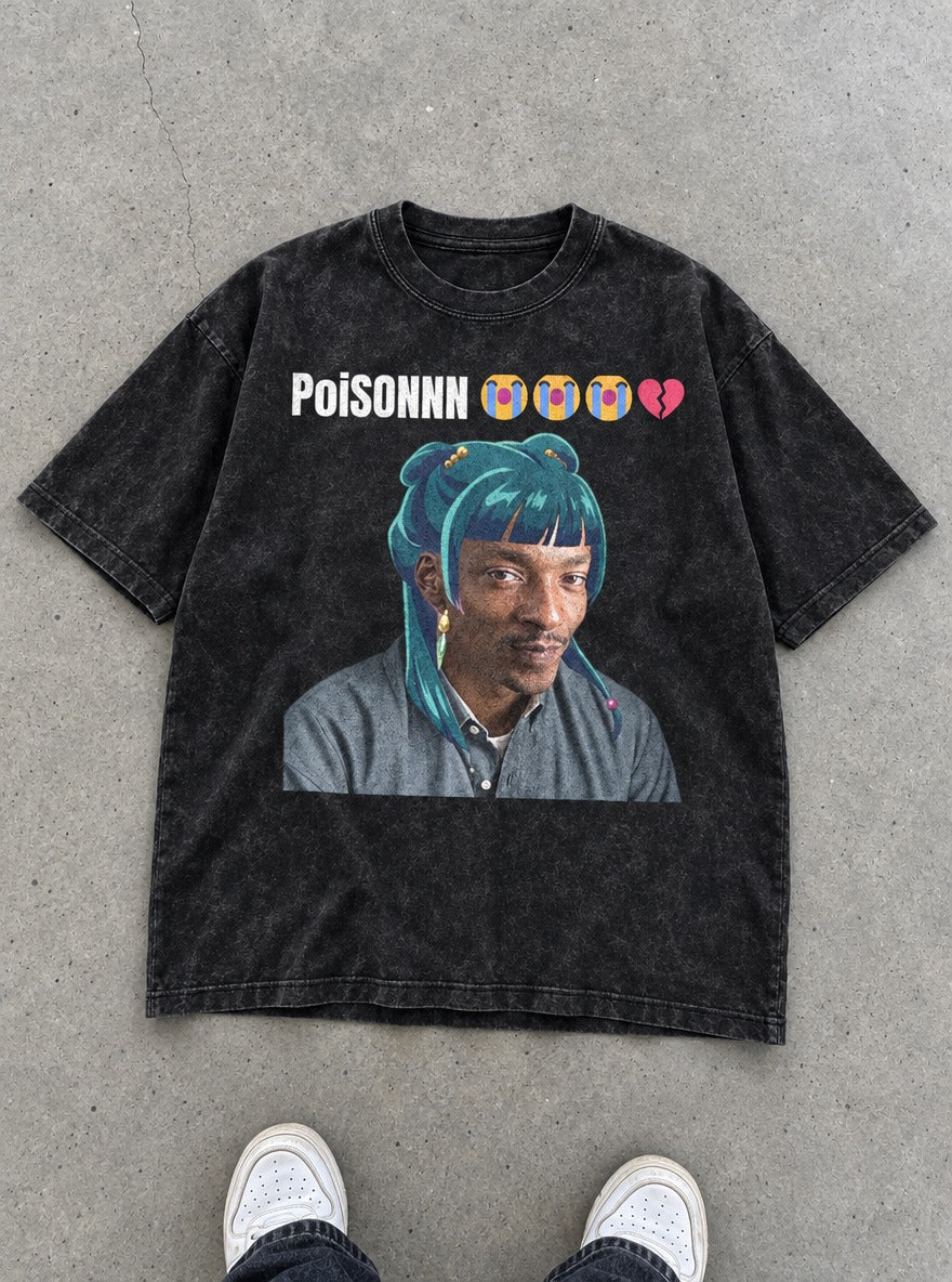 Poisonnn – Black Acid Wash Tee – flat-lay | Apothecary Diaries