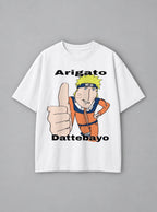 Arigato Dattebayo – White Tee – mockup | Meme Tees