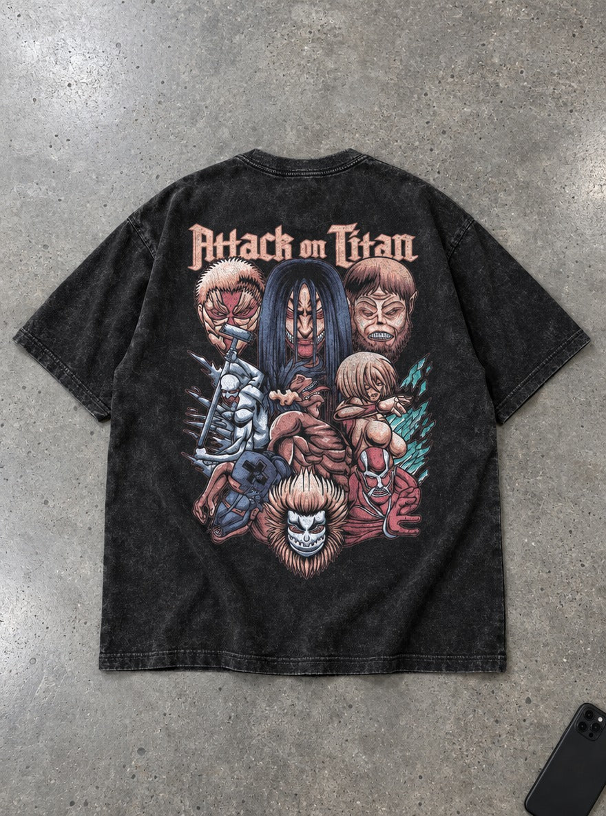 Titan Lineup – T-Shirt – flat-lay | Attack on Titan